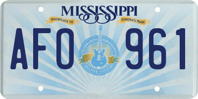 MS license plate AFO961