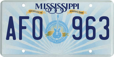 MS license plate AFO963