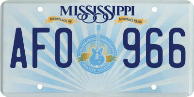 MS license plate AFO966