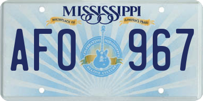 MS license plate AFO967