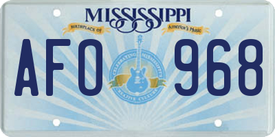 MS license plate AFO968