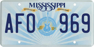 MS license plate AFO969