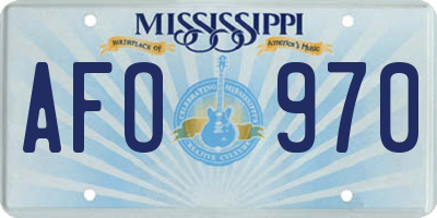 MS license plate AFO970