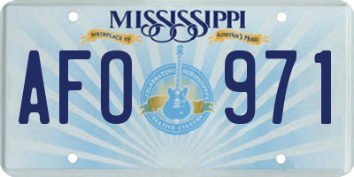 MS license plate AFO971