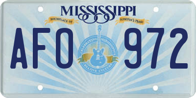 MS license plate AFO972