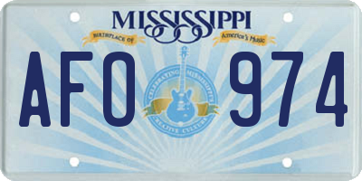 MS license plate AFO974