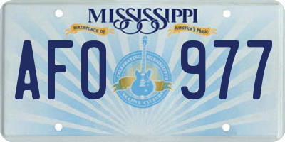 MS license plate AFO977