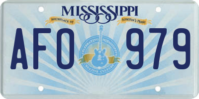 MS license plate AFO979