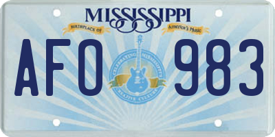 MS license plate AFO983