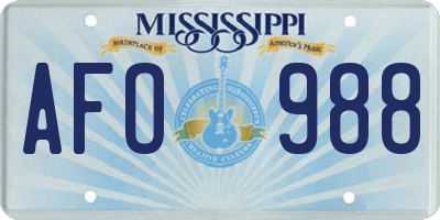 MS license plate AFO988