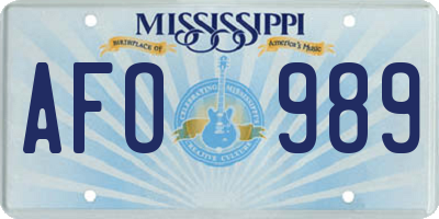 MS license plate AFO989