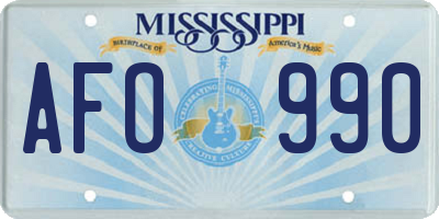MS license plate AFO990