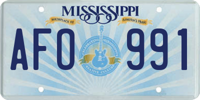 MS license plate AFO991