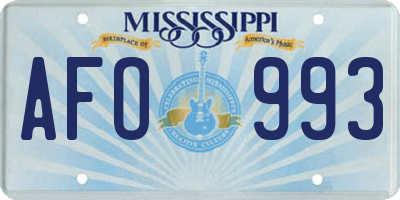 MS license plate AFO993