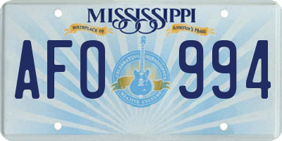 MS license plate AFO994