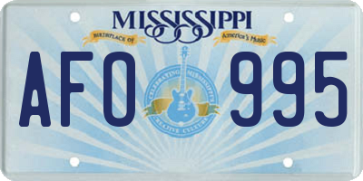 MS license plate AFO995