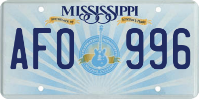 MS license plate AFO996