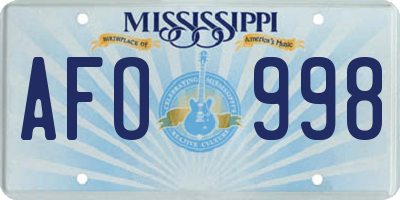 MS license plate AFO998