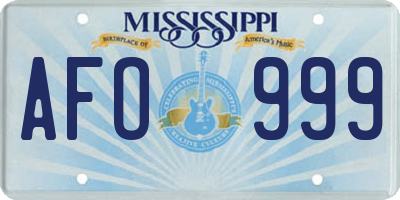 MS license plate AFO999