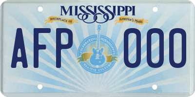 MS license plate AFP000