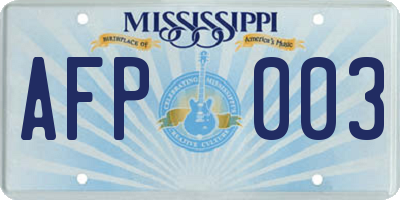 MS license plate AFP003