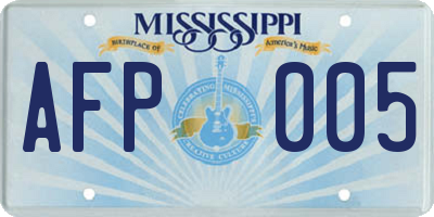 MS license plate AFP005