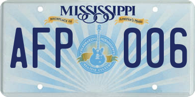 MS license plate AFP006