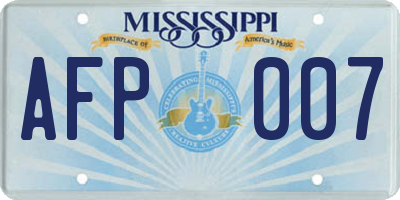MS license plate AFP007