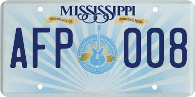 MS license plate AFP008