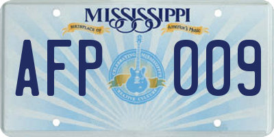 MS license plate AFP009