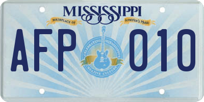 MS license plate AFP010