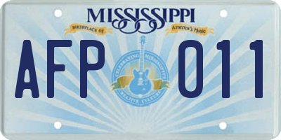 MS license plate AFP011