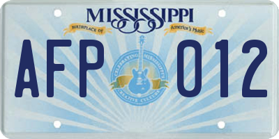 MS license plate AFP012