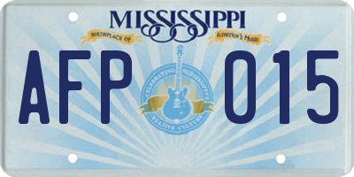 MS license plate AFP015