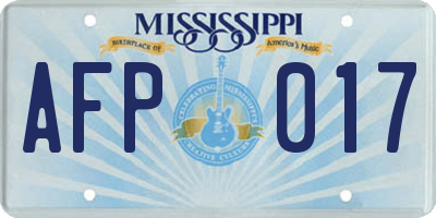 MS license plate AFP017