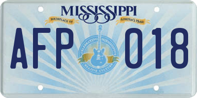 MS license plate AFP018