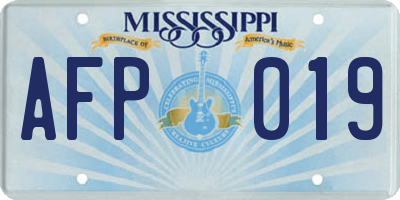 MS license plate AFP019