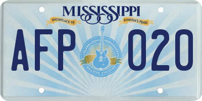 MS license plate AFP020