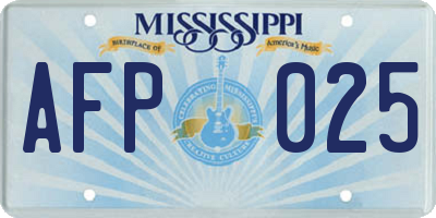 MS license plate AFP025