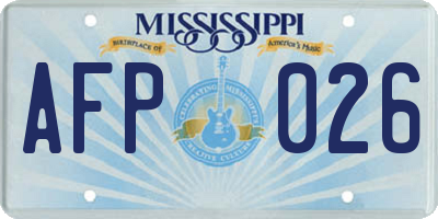 MS license plate AFP026