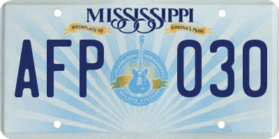 MS license plate AFP030