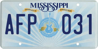 MS license plate AFP031