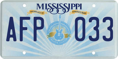 MS license plate AFP033