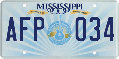 MS license plate AFP034