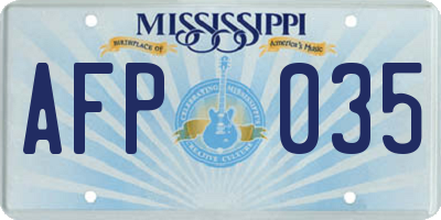 MS license plate AFP035