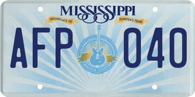 MS license plate AFP040