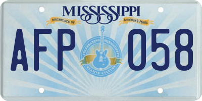 MS license plate AFP058