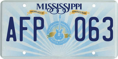 MS license plate AFP063
