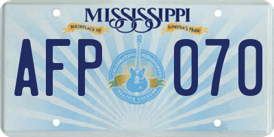 MS license plate AFP070