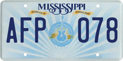 MS license plate AFP078
